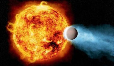 This artist's illustration shows a young, Sun-like star and an orbiting planet. The young star is emitting powerful x-rays that are eroding the planet's atmosphere. This atmospheric stripping likely dooms planets like this from ever being habitable. Image Credit: NASA/SAO/CXC/M. Weiss