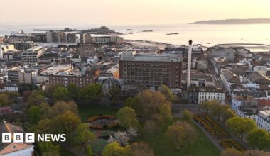 A drone shot of Jersey General Hospital and the surrounding area.