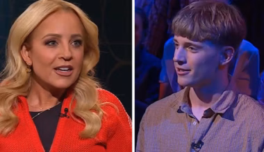 Carrie Bickmore confronted by son over nude mishap
