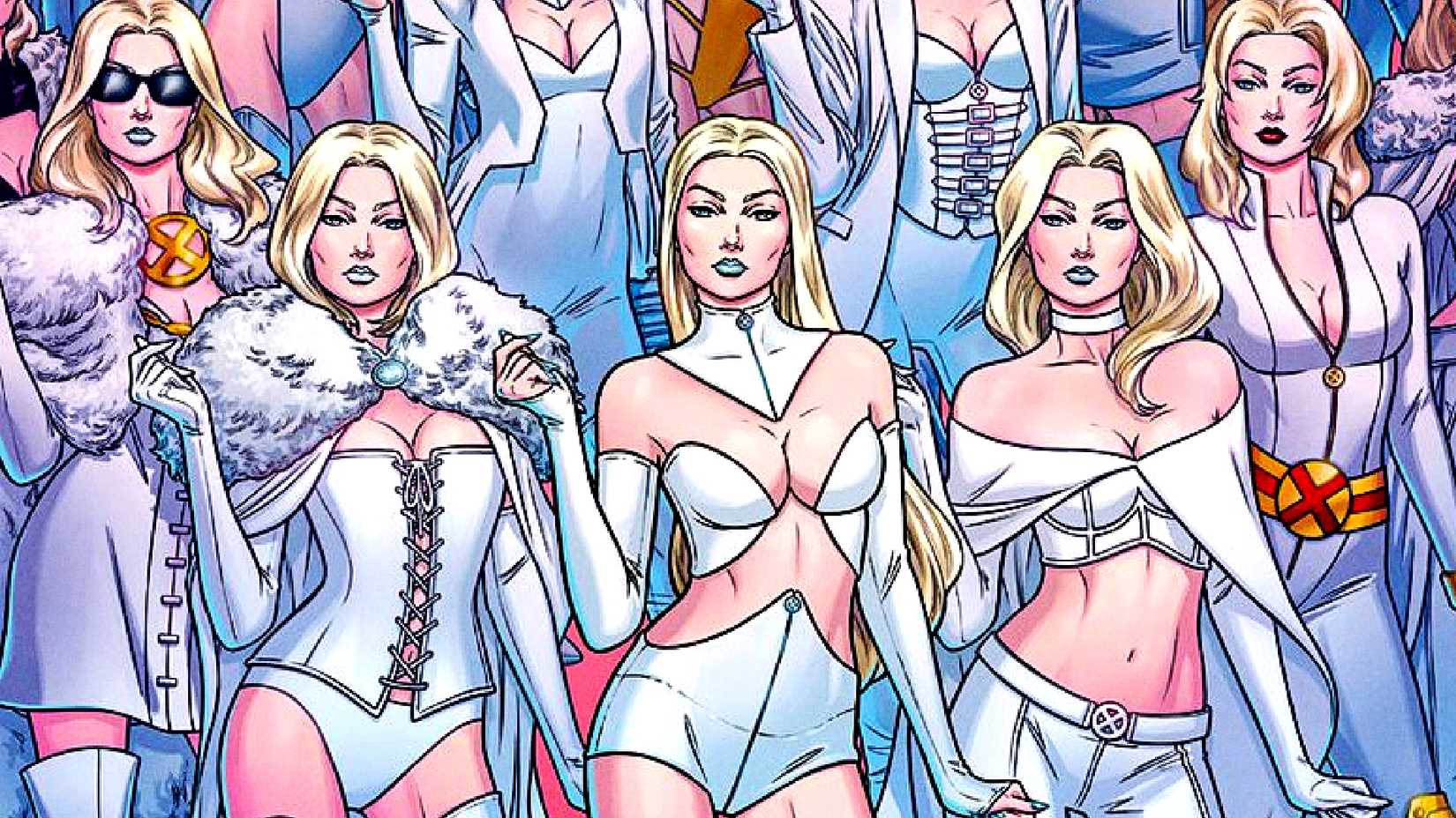 Emma Frost aka the White Queen shows off all her comic book looks in X-Men comic art