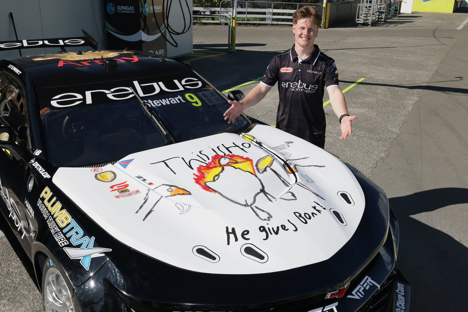 Child’s knife-wielding goose drawing added to Erebus Camaro