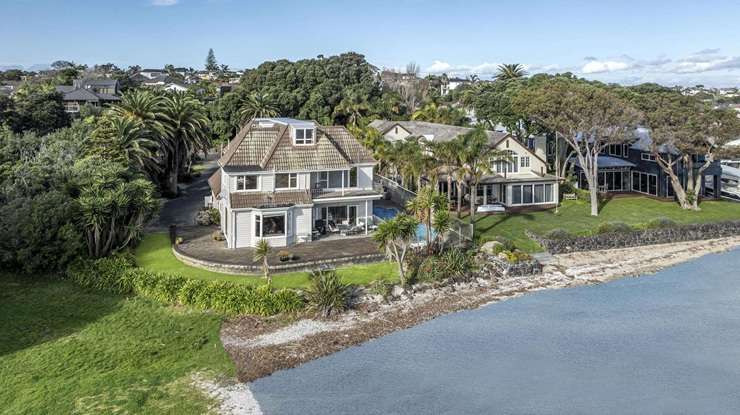 The beachfront home at 8 Musick Point Road is for sale for the first time after 26 years. It was designed by award-winning architect Frans Kamermans. Photo / Supplied