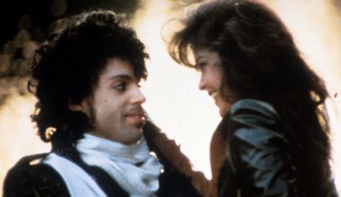 Prince embraces Apollonia Kotero in a scene from the film 'Purple Rain', 1984. (Photo by Warner Brothers/Getty Images)