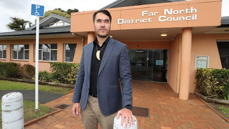 Far North Mayor Moko Tepania at the council's head office in Kaikohe.