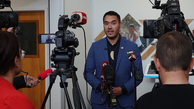 Far North Mayor Moko Tepania faces possibly the first ever media standup at the council chambers in Kaikohe.