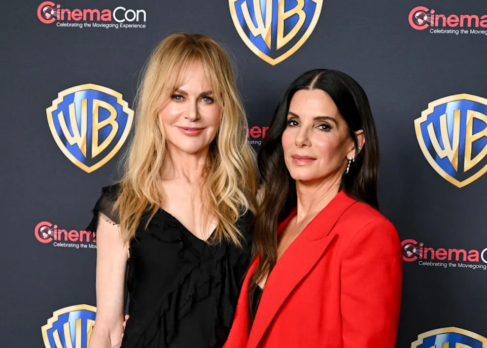 Nicole Kidman and Sandra Bullock at the Warner Bros. Pictures Photocall during CinemaCon 2026, the official convention of Cinema United, at The Dolby Colosseum at Caesars Palace on April 14, 2026 in Las Vegas, Nevada.