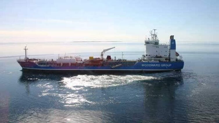 a large ship at sea