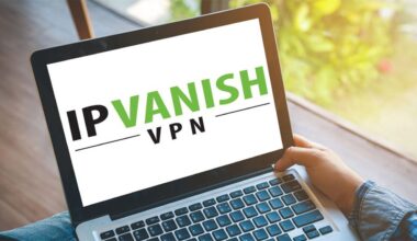 IPVanish logo displayed on a laptop screen
