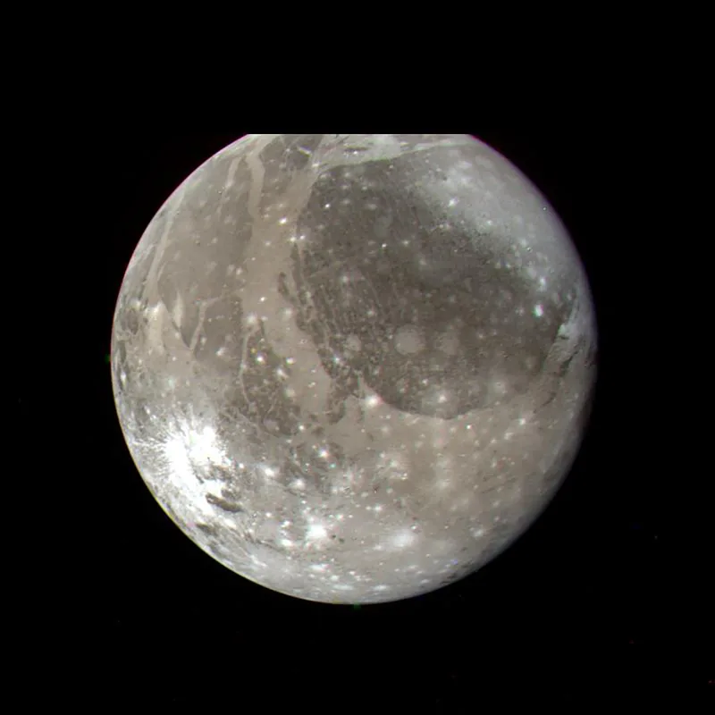 A view of Ganymede captured by Voyager 2, 7 July 1979, from a range of 1.2 million km (0.74 million miles). Credit: NASA