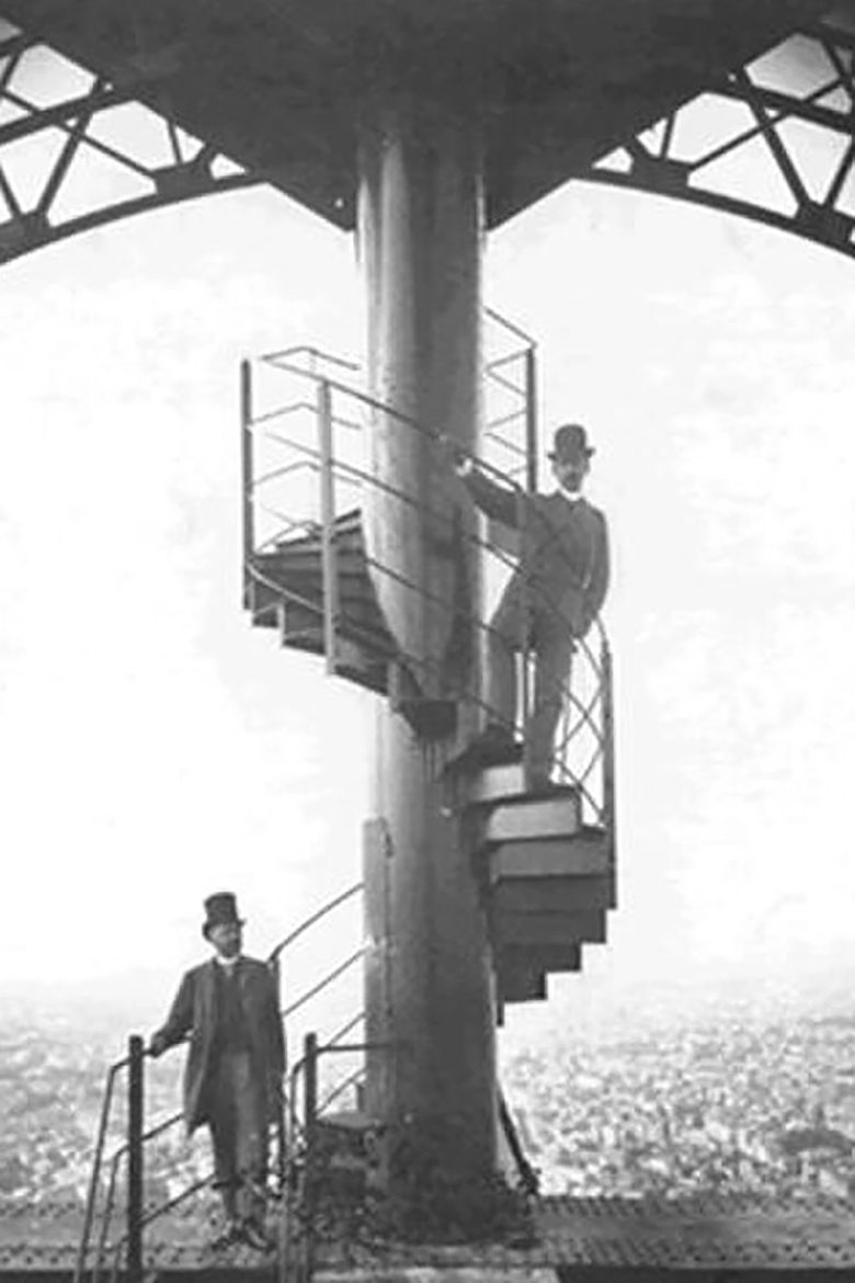 Gustave Eiffel at the summit with his son-in-law and collaborator Mr Salles