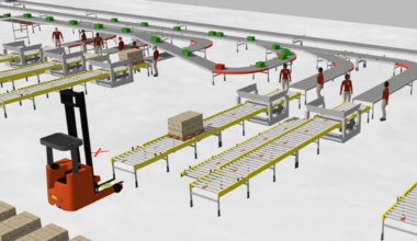 A simulated image of a forklift next to receiving lines.