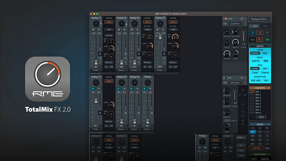 RME Introduces TotalMix FX 2.0 Software with Modernized User Interface Powered by New Graphics Engine