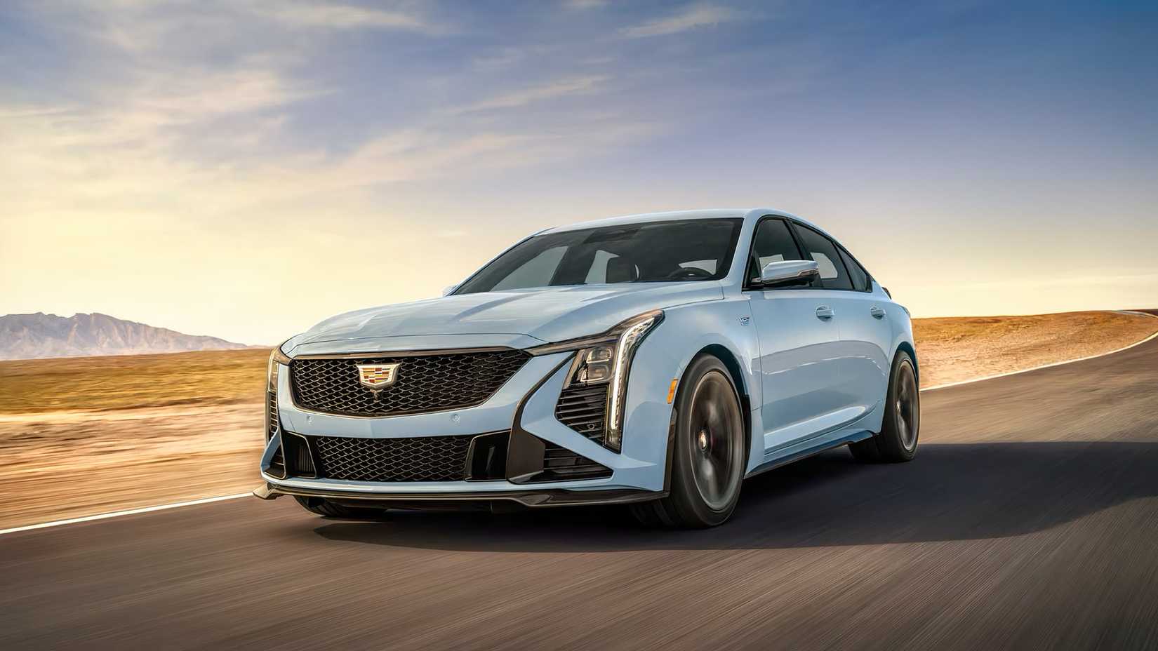 2026 Cadillac CT5-V Blackwing in blue being driven