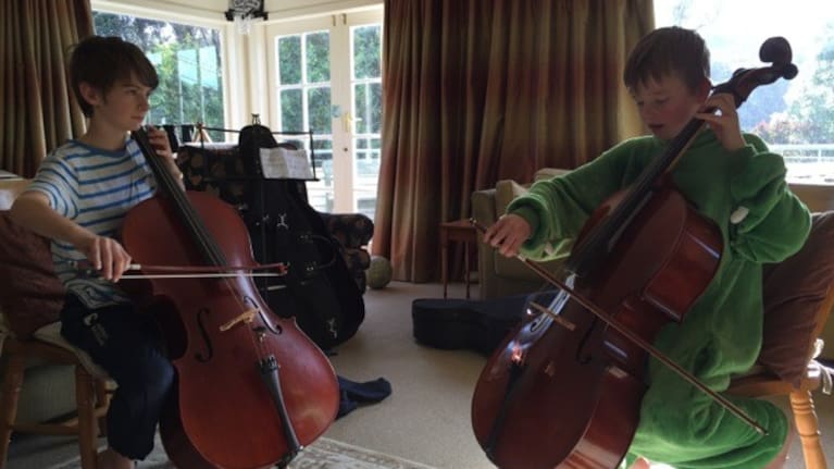 Jack Moyer, left, has played the cello from a young age. 