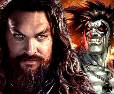 Jason Momoa's Aquaman looks at the camera while DC's Lobo smiles in the background
