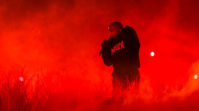 Kanye performing in 2024.