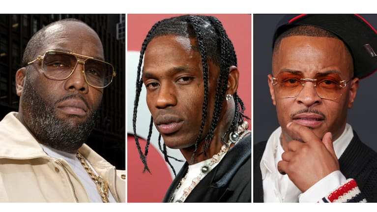 Killer Mike, from left, Travis Scott and T.I.