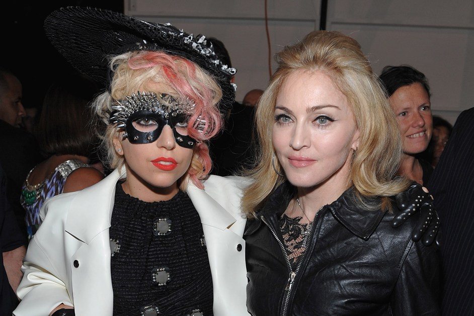 Lady Gaga and Madonna attend the Marc Jacobs 2010 Spring Fashion Show at the NY State Armory on September 14, 2009 in New York City.