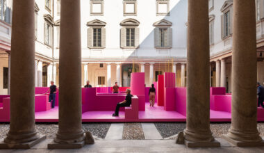 Pink labyrinth by Lina Ghotmeh at Milan design week