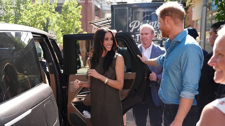 Meghan, Duchess of Sussex and Prince Harry, Duke of Sussex leave the Swinburne University of Technology after a visit to Batyr, a mental health engagement programme, on day three of the royal trip to Australia.