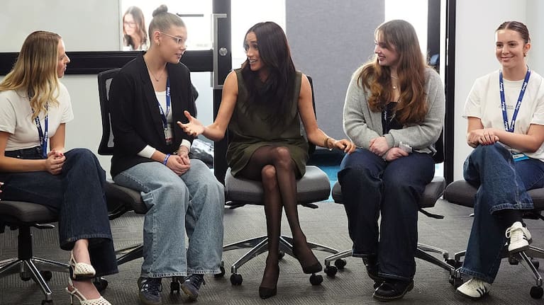 Meghan, Duchess of Sussex meets advocates during a visit to Batyr, a mental health engagement programme, at Swinburne University of Technology in Hawthorn on day three of the royal trip.