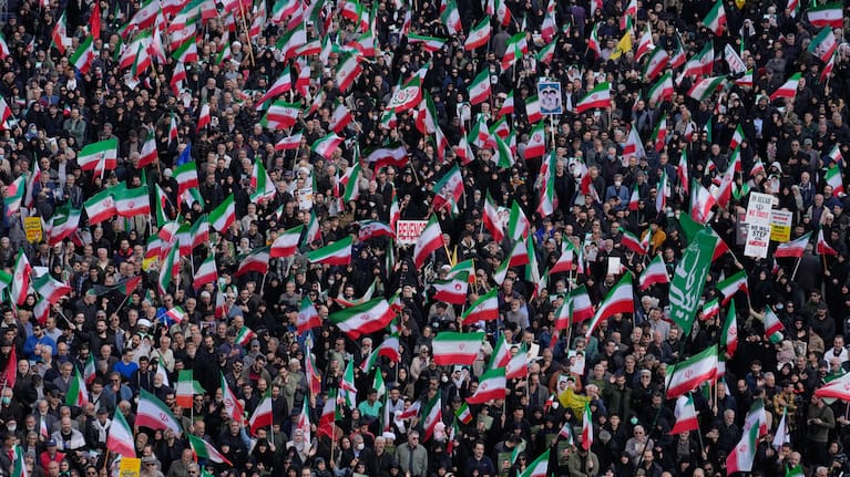  Mourners gather during a funeral procession in Tehran, Iran, Wednesday, April 1, 2026, for Alireza Tangsiri, the head of Iran's Islamic Revolutionary Guard Corps Navy, and others killed in Israeli strikes in late March.