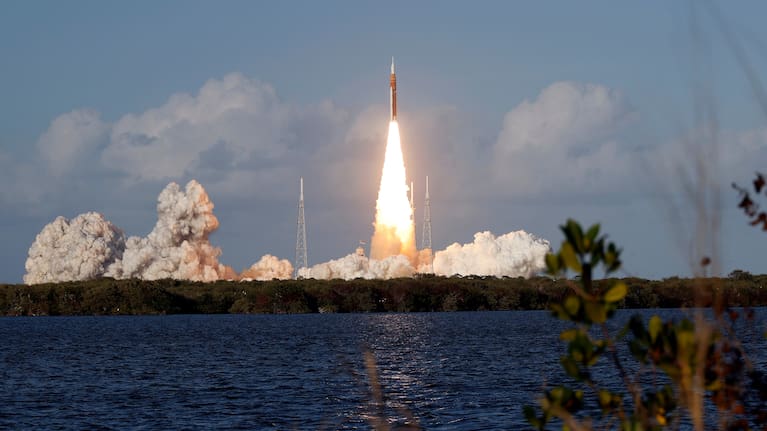NASA's Artemis II moon rocket lifts off from the Kennedy Space Center's Launch Pad 39-B. 