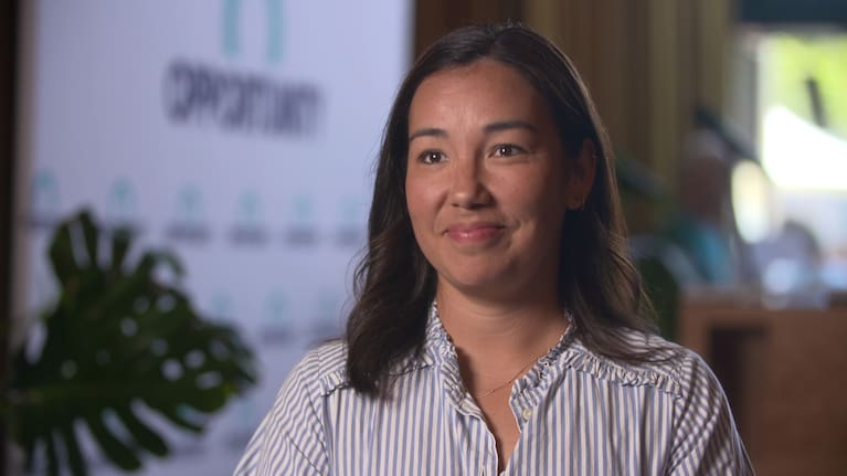 Opportunity Party leader Qiulae Wong speaks in April 2026.