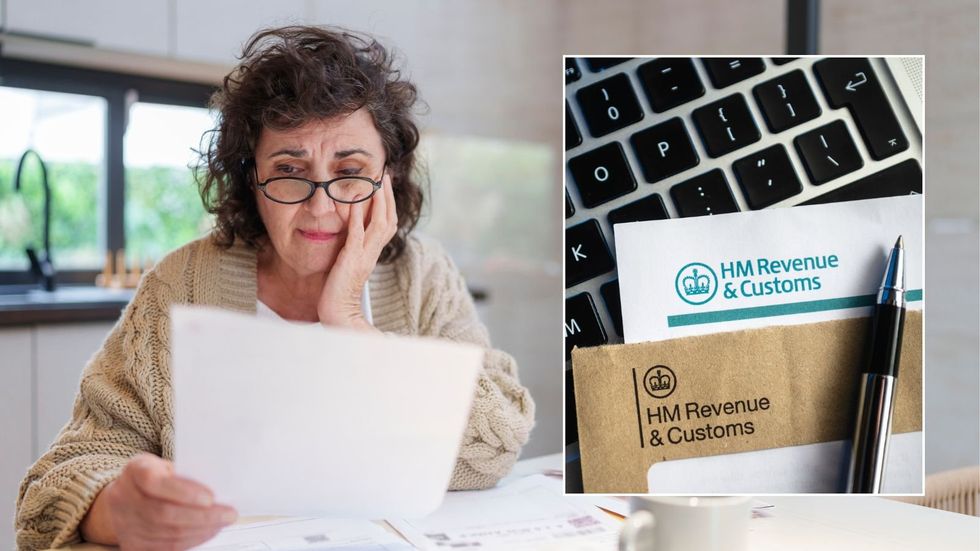 Pensioner looking at letter and HMRC letter