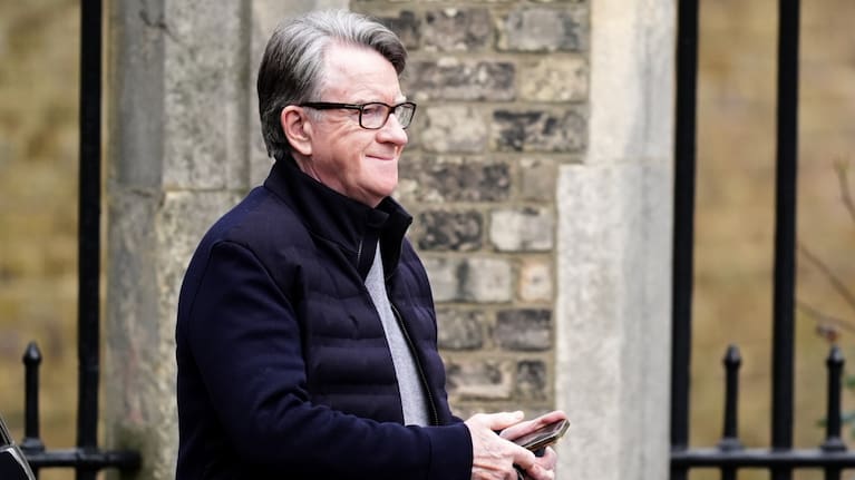 Peter Mandelson is seen outside his home in north west London on February 21. 