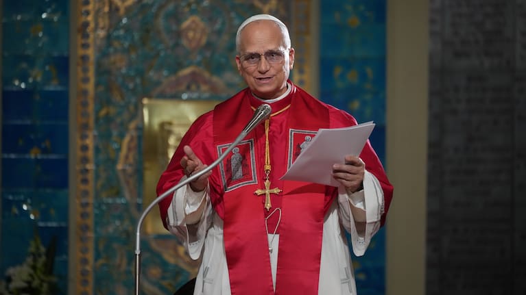 Pope Leo XIV meets the Algerian Community in the Basilica of Our Lady of Africa in Algiers, Monday, April 13, 2026, on the first day of an 11-day apostolic journey to Africa.