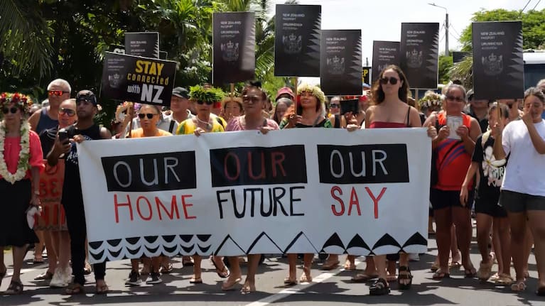 Protest in the Cook Islands last year after its government suggested adopting a local passport.