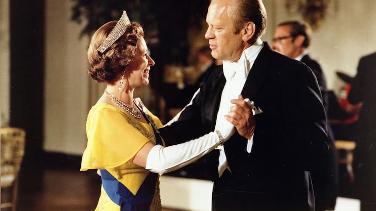 Queen Elizabeth dances with Gerald Ford at a White House Ball.