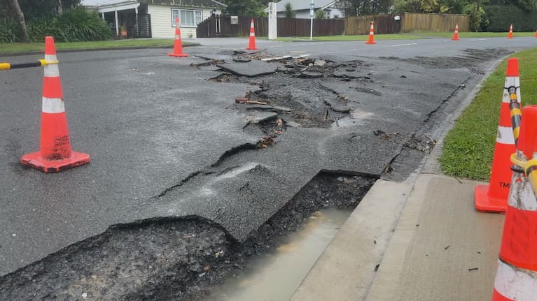Rainfall has damaged roads across the Wellington region today.