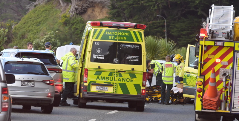 Emergency services attend a car accident on Portobello Rd near Glenfalloch late this afternoon....