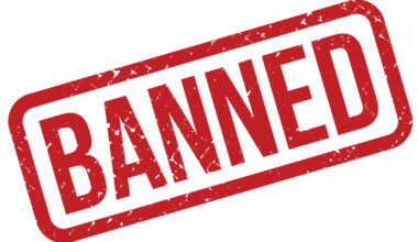 Stamp with the word Banned written in capitals and red