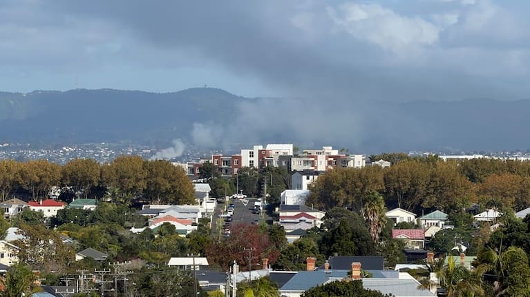 Smoke from a fire in Auckland's Glendene