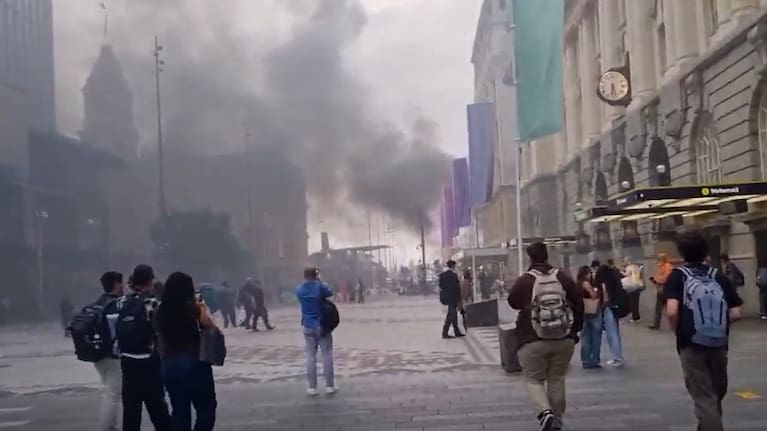 Smoke in the area near Britomart Station.