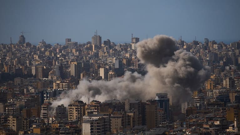 Smoke rises from Israeli airstrikes in Dahiyeh, a southern suburb of Beirut, Lebanon, Sunday, April 5, 2026.