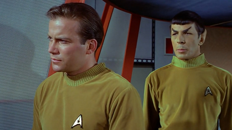 Captain Kirk (William Shatner) is confronted by Spock (Leonard Nimoy) in Star Trek