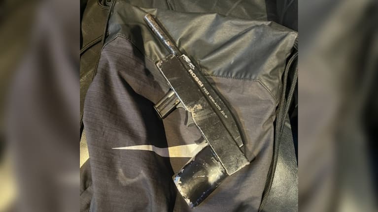 The .22 rifle found during the raid. 