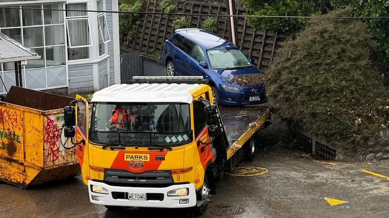 The car being removed this morning.
