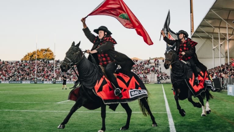 The Crusaders horses in action