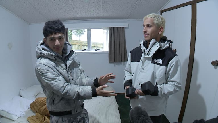 The dumbbell the Polania brothers used to escape their flooded Wellington home.