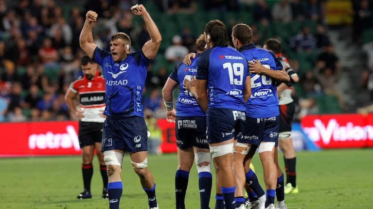 The Force celebrate their victory over the Crusaders in Perth at the weekend.