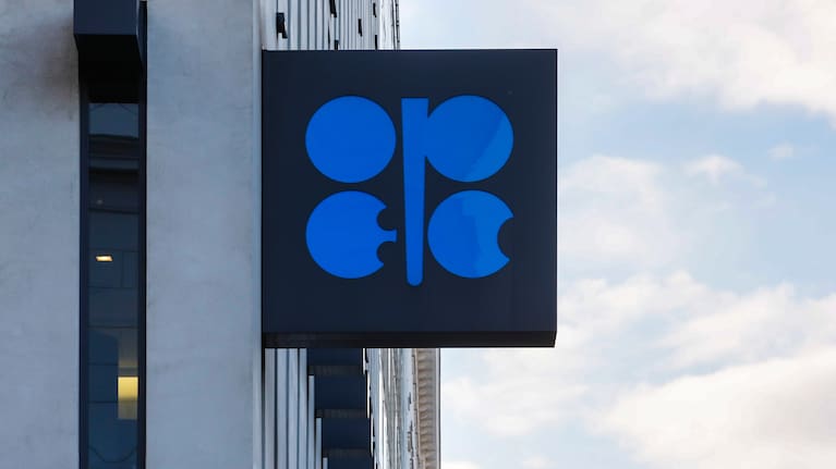 The logo of the Organization of the Petroleum Exporting Countries (OPEC) is displayed outside of OPEC's headquarters in Vienna, Austria.