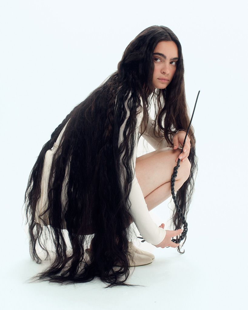 interlaced wood, metal, and fiber explore braiding as construction method in trenzar series - 2