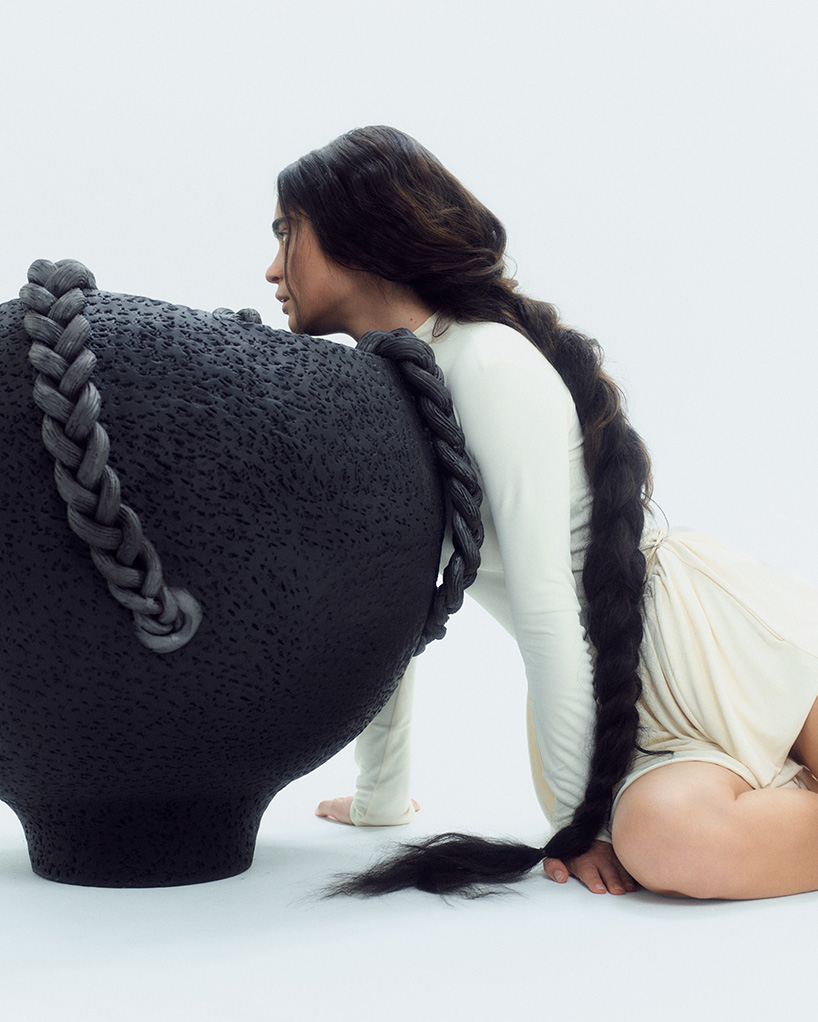 interlaced wood, metal, and fiber explore braiding as construction method in trenzar series - 3