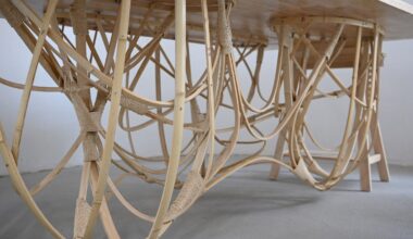 a photograph of a wooden table