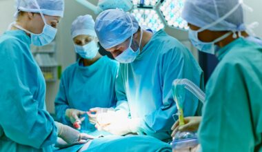 Physicians performing a surgery.